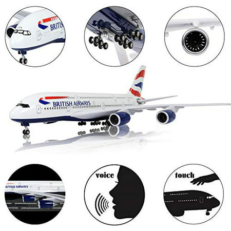 18” 1:160 Airbus A380 Airline Model Plane with LED Light for Decoration 46cm